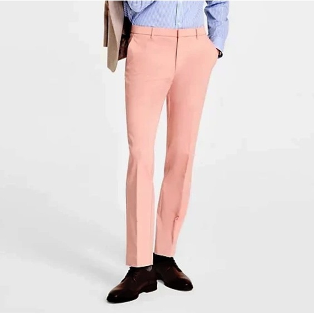 Tommy Hilfiger Mens Modern fit Dress Pants 36Wx30L Pink Solid E111634
